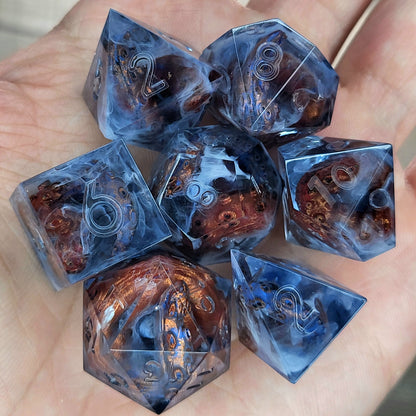 Dice set with white tentacles inside and for play dnd , dungeons and dragons and Call of Cthulhu