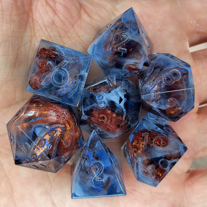 Dice set with white tentacles inside and for play dnd , dungeons and dragons and Call of Cthulhu