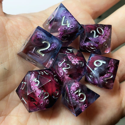 Dice set with tentacles inside and for play dnd , dungeons and dragons and Call of Cthulhu