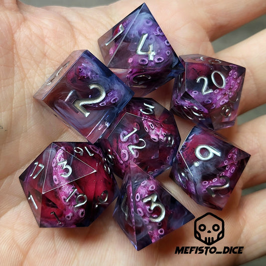 Dice set with tentacles inside and for play dnd , dungeons and dragons and Call of Cthulhu