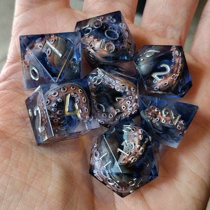 Dice set with tentacles inside and for play dnd , dungeons and dragons and Call of Cthulhu