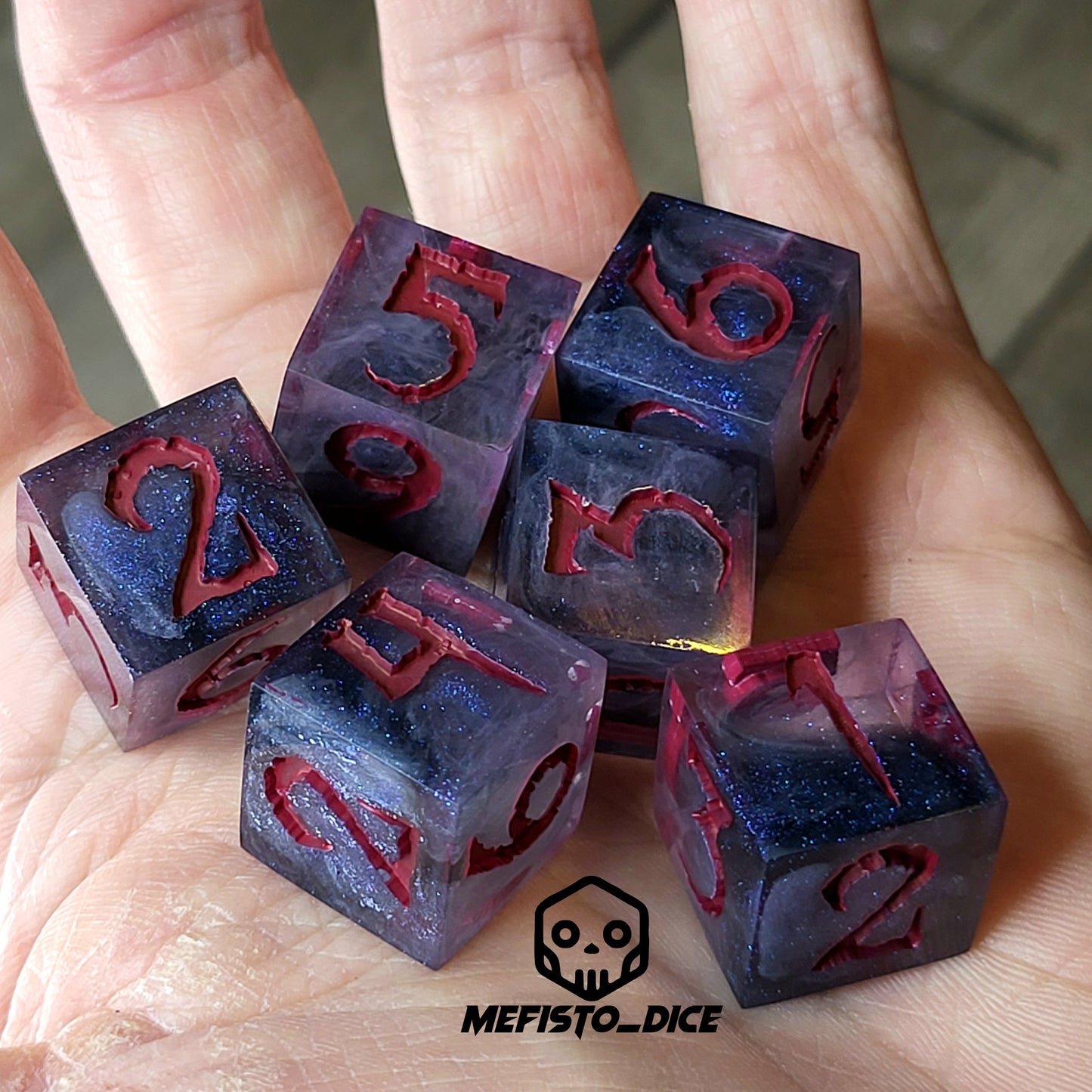 Dice set in D6 format for role-playing games for Dungeons and Dragons