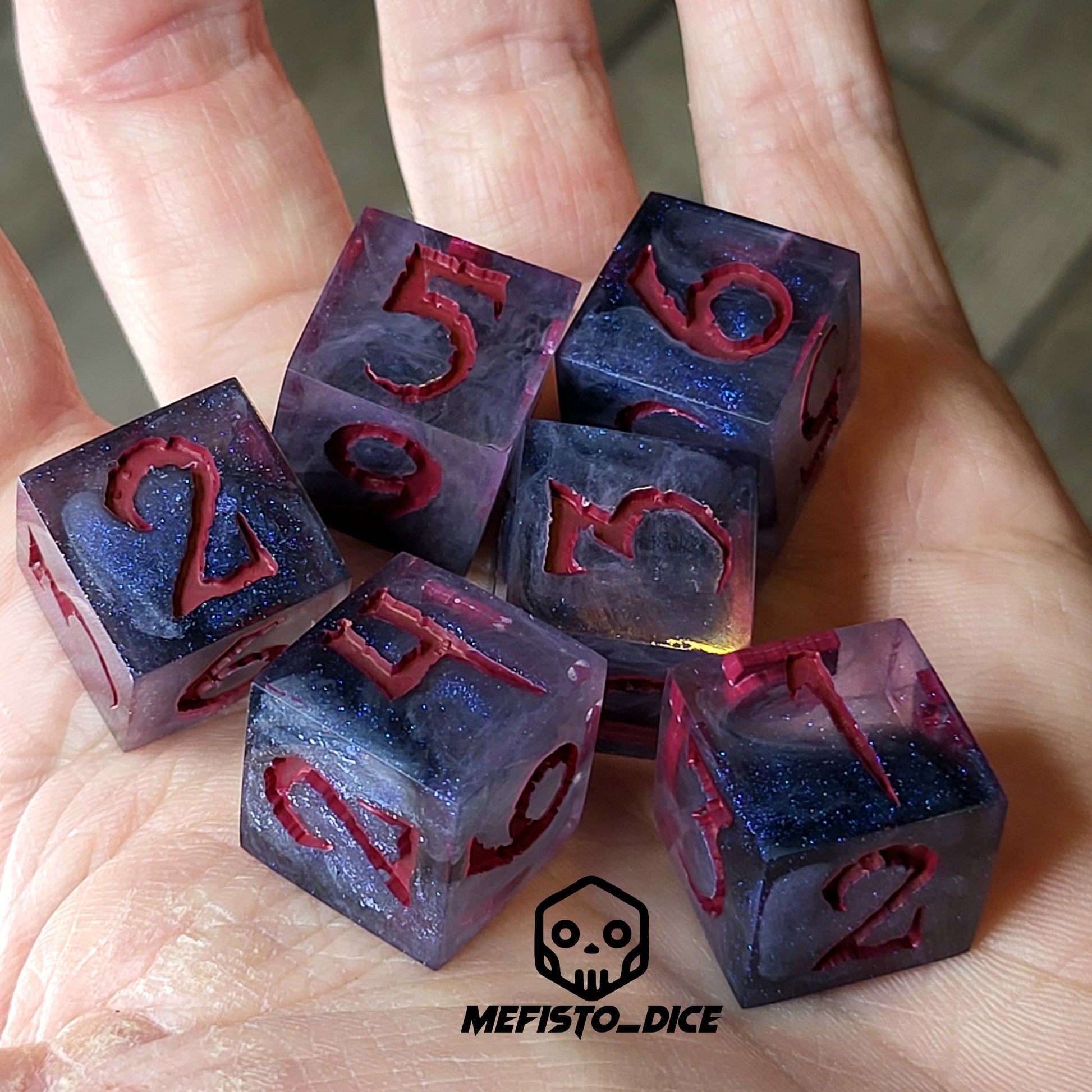Dice set in D6 format for role-playing games for Dungeons and Dragons