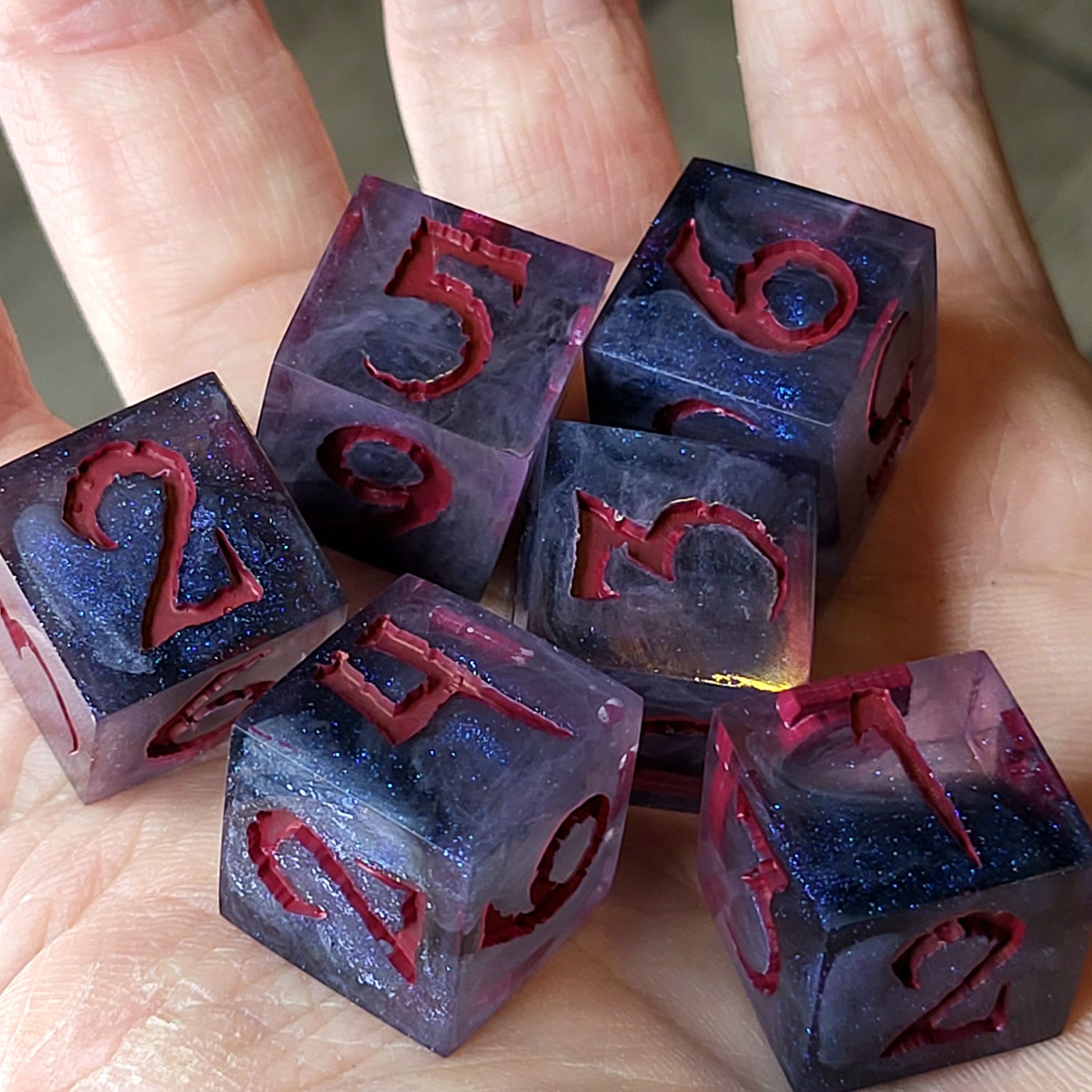 Dice set in D6 format for role-playing games for Dungeons and Dragons
