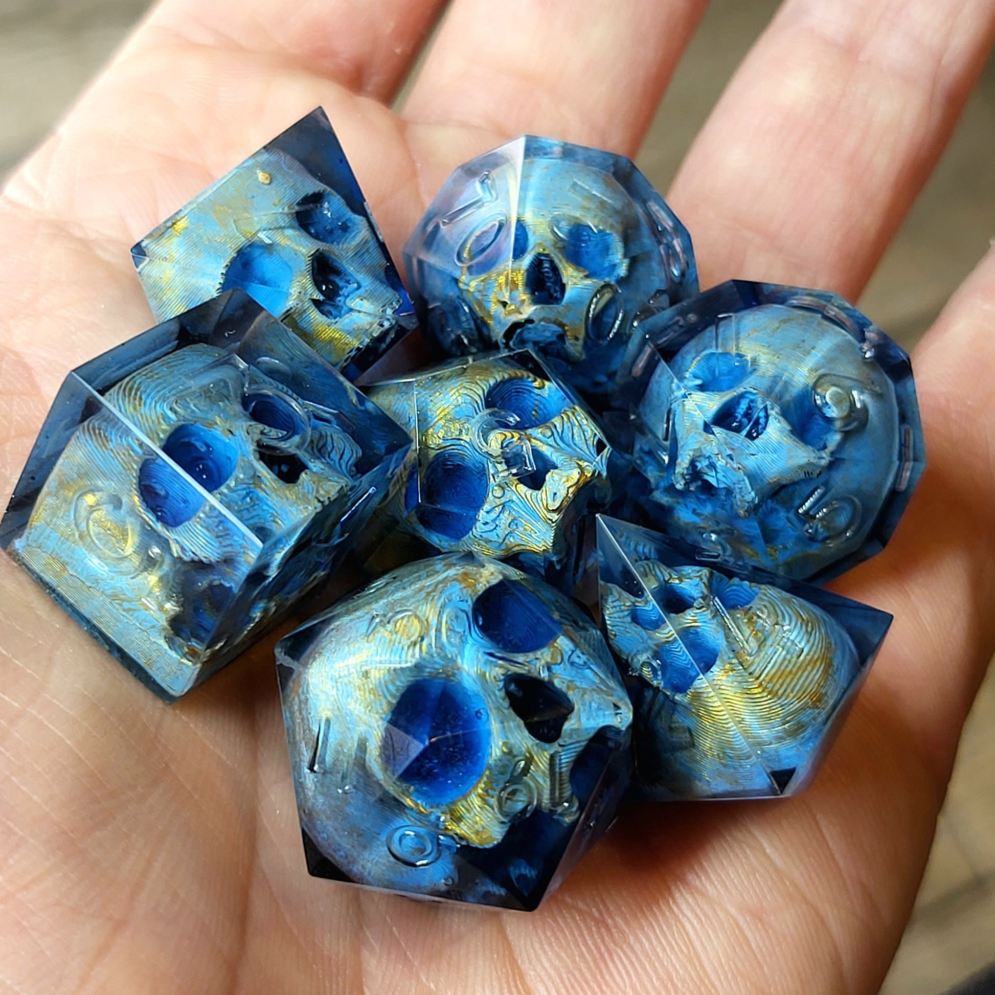 Dnd Dice set for role playing for Dungeons and Dragons with skull inside