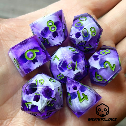 Dnd Dice set for role playing for Dungeons and Dragons with skull inside