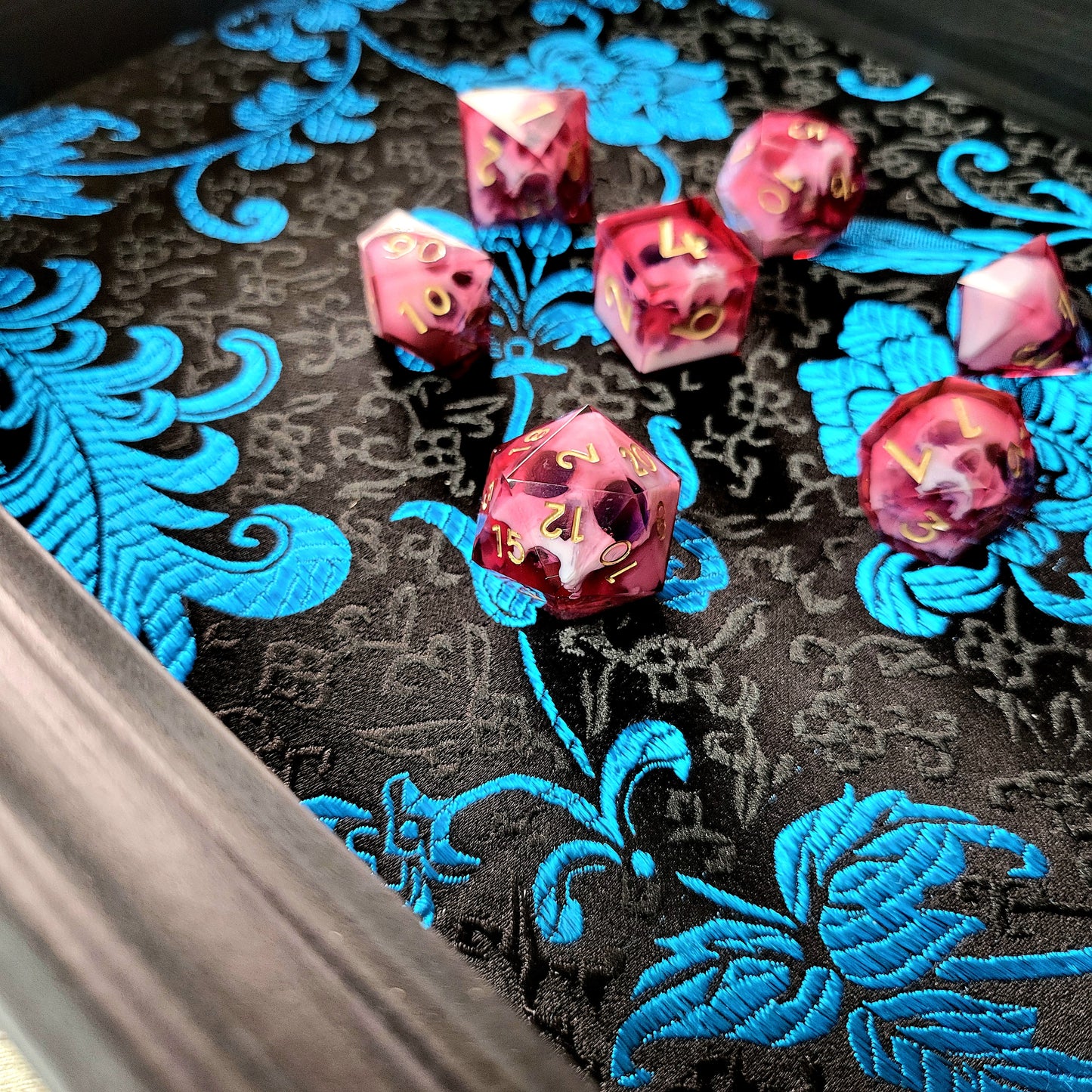 Dice tray with skull feet for dice rolling for tabletop role playing board games