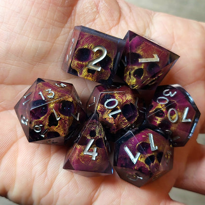 Dnd Dice set for role playing for Dungeons and Dragons with skull inside
