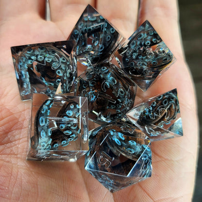 Dice set with bronze tentacles inside for play dnd , dungeons and dragons