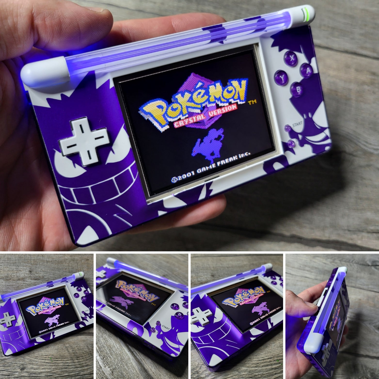 Custom Nintendo gameboy macro console in Pokemon Gengar style