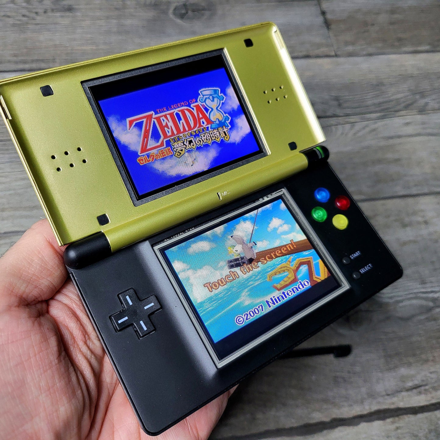 Nintendo DS Lite custom gold zelda "snes button"