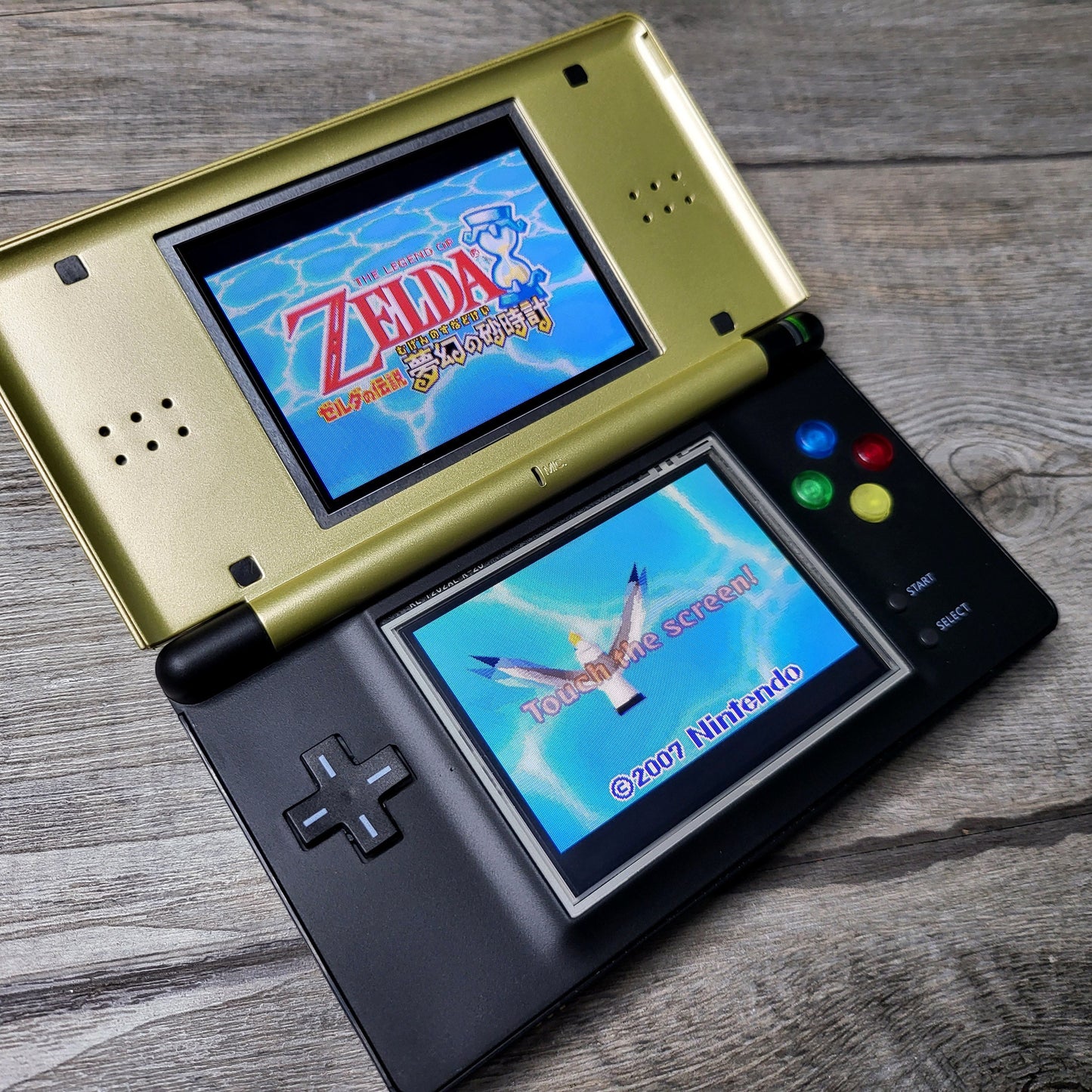 Nintendo DS Lite personalizzato oro zelda "pulsante snes"