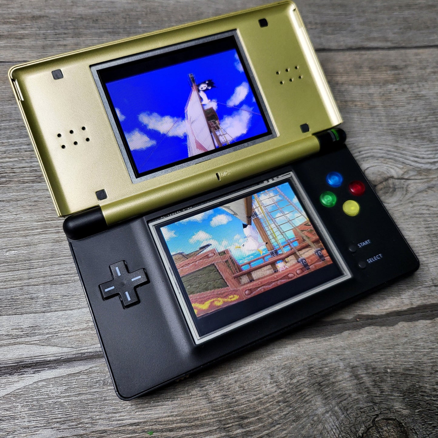 Nintendo DS Lite custom gold zelda "snes button"