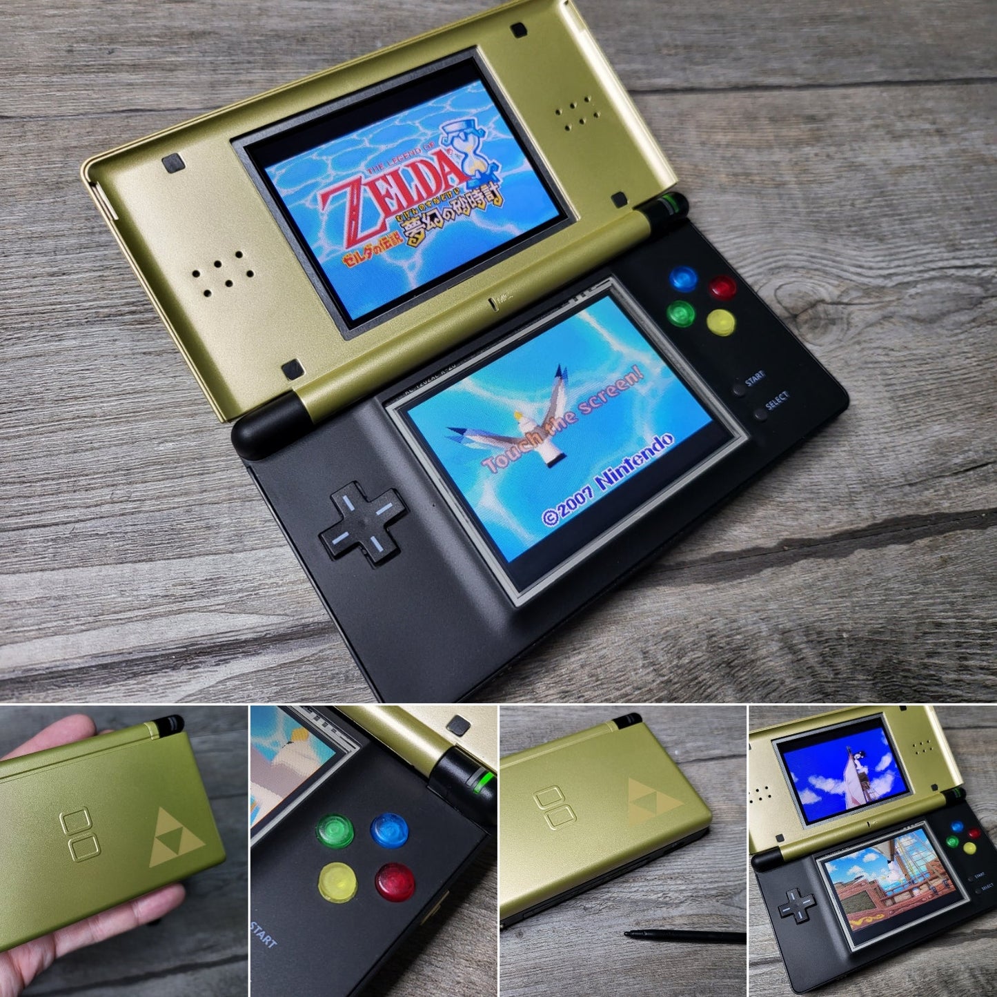 Nintendo DS Lite personalizzato oro zelda "pulsante snes"