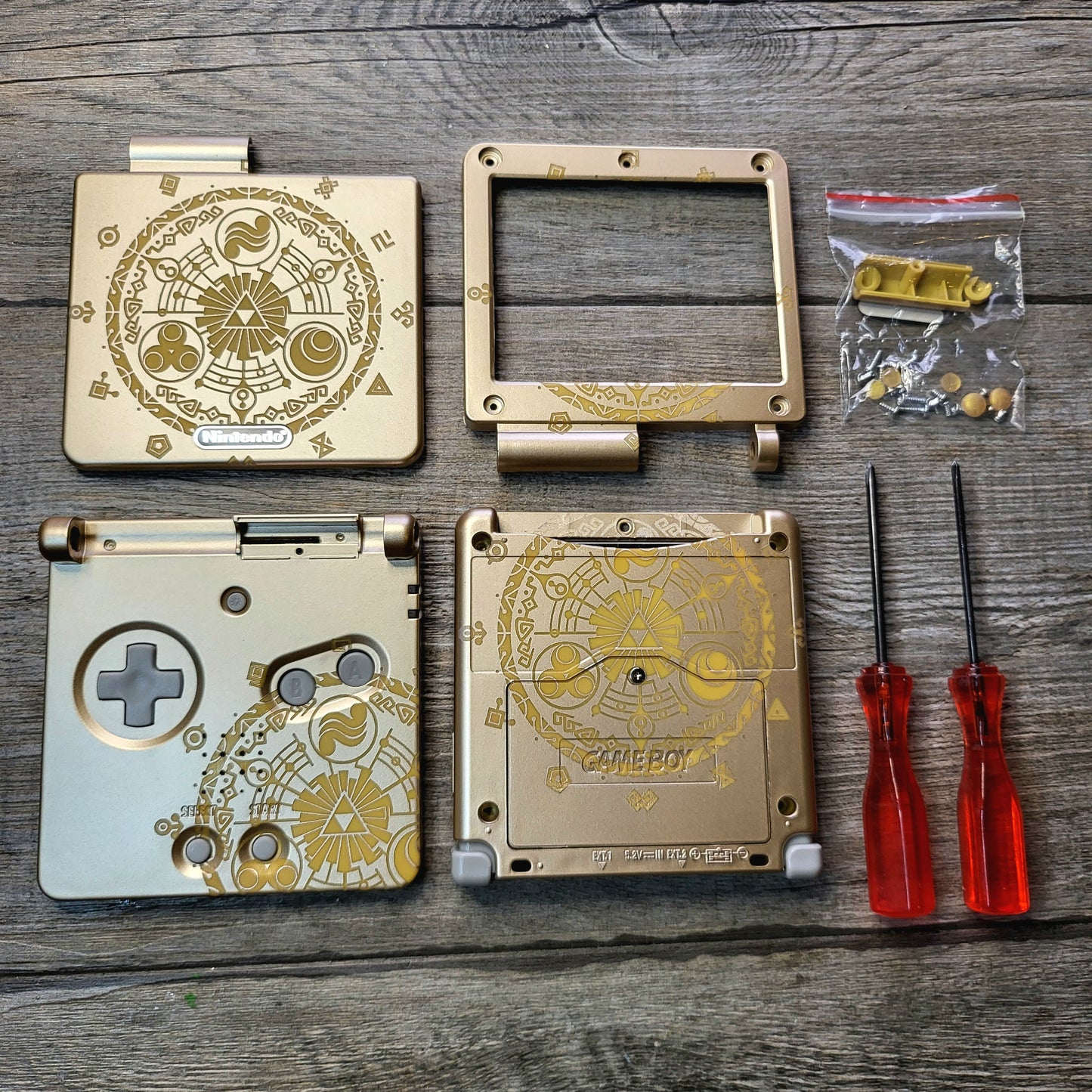 Custom shell cover for Nintendo with Zelda theme laser engravings