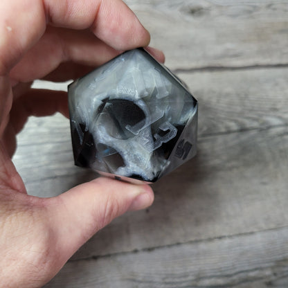 D20 Dice in 66mm jumbo size with skull inside for role playing games for Dungeons and Dragons