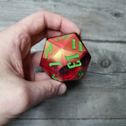 D20 Dice in 66mm jumbo size with skull inside for role playing games for Dungeons and Dragons