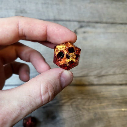 Dice D20 with skull inside for role playing for Dungeons and Dragons