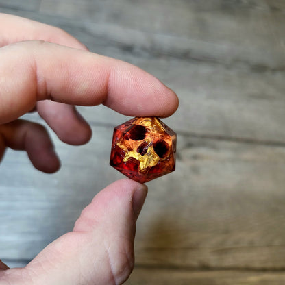 Dice D20 with skull inside for role playing for Dungeons and Dragons