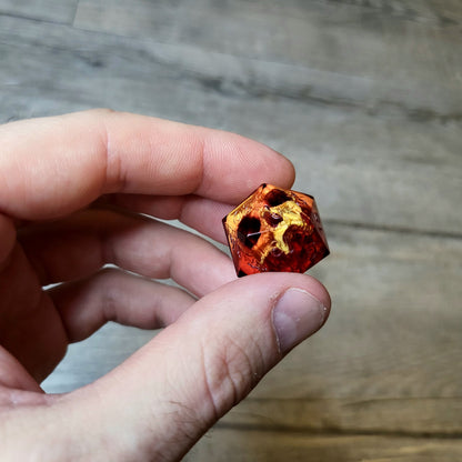 Dice D20 with skull inside for role playing for Dungeons and Dragons