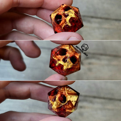 Dice D20 with skull inside for role playing for Dungeons and Dragons