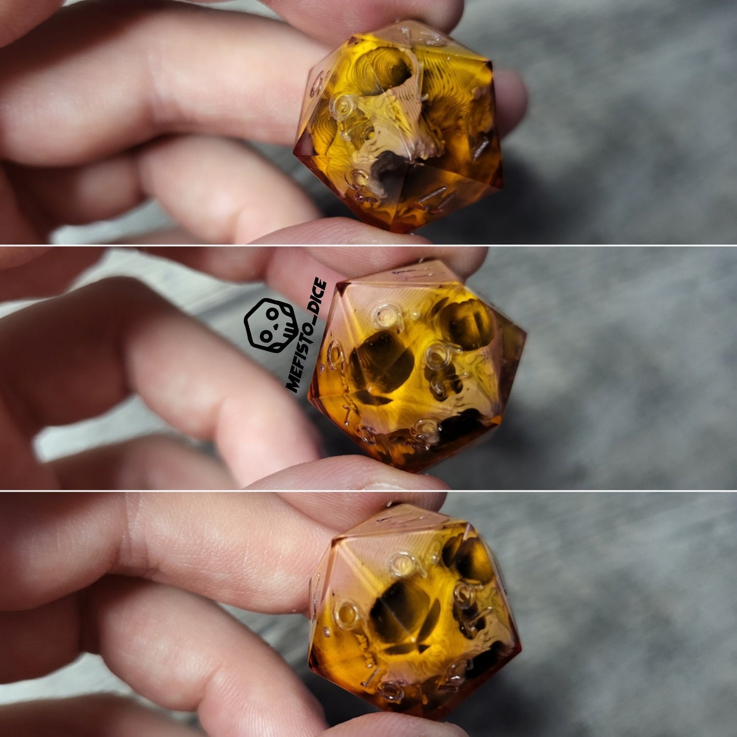 Dice D20 with skull inside for role playing for Dungeons and Dragons