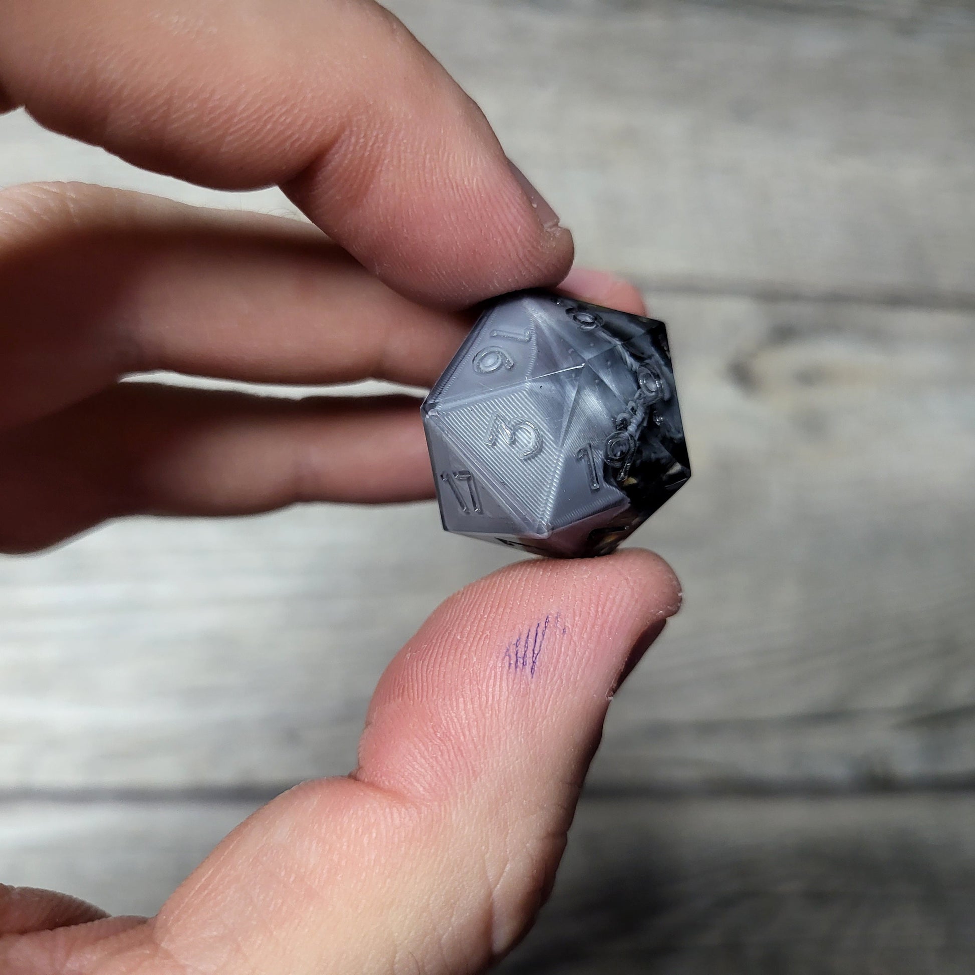 Dice D20 with skull inside for role playing for Dungeons and Dragons