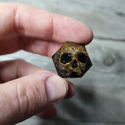 Dice D20 with skull inside for role playing for Dungeons and Dragons