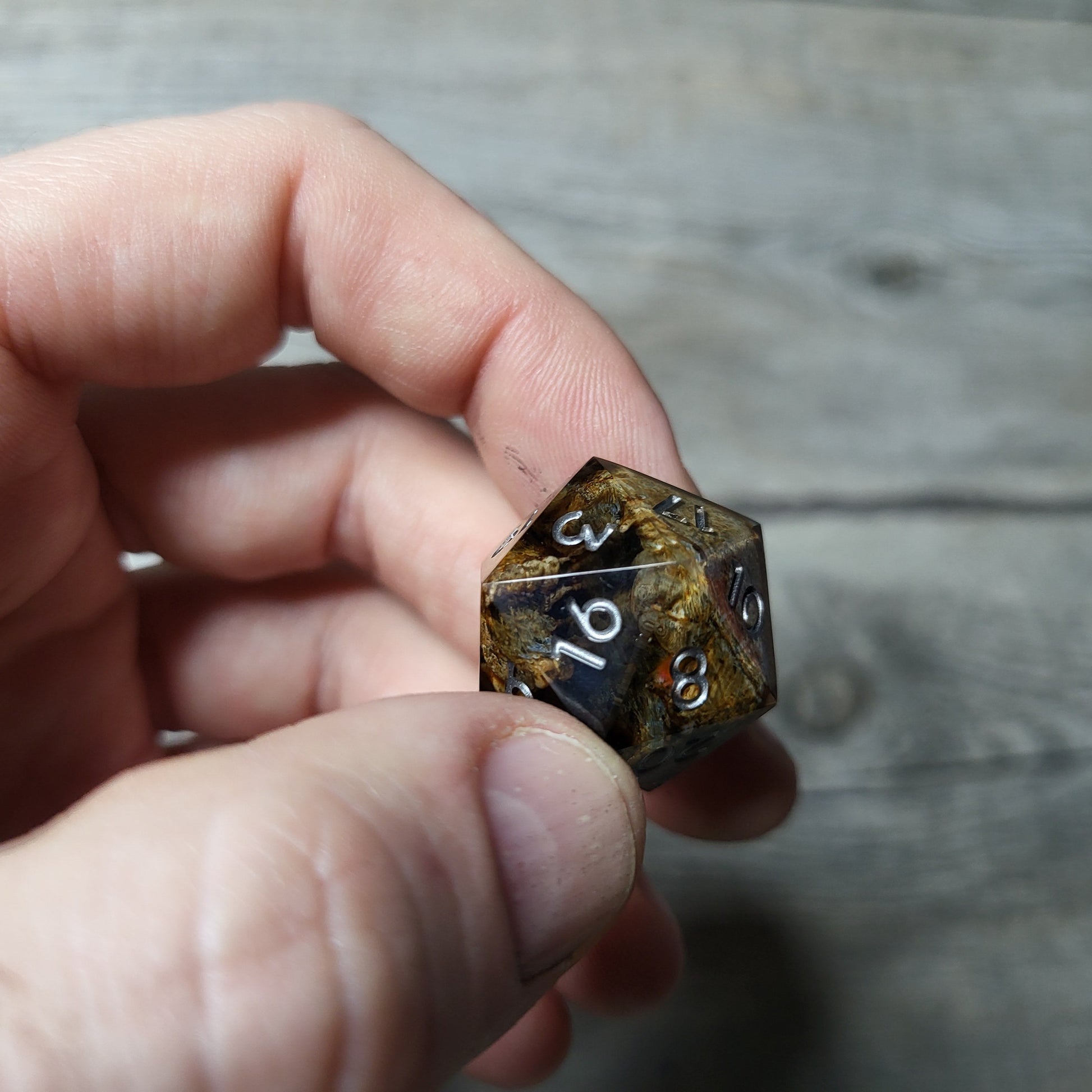 Dice D20 with skull inside for role playing for Dungeons and Dragons