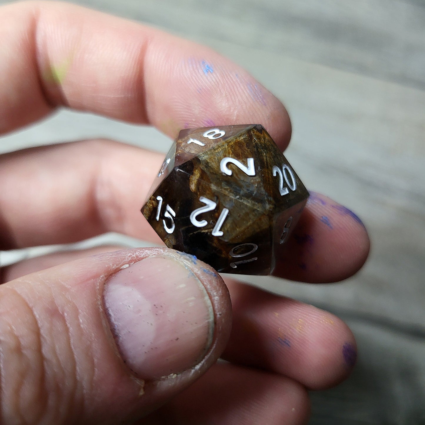 Dice D20 with skull inside for role playing for Dungeons and Dragons