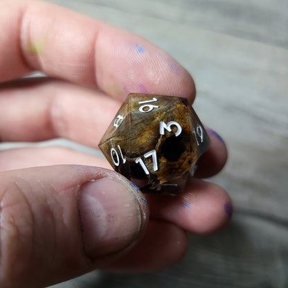 Dice D20 with skull inside for role playing for Dungeons and Dragons