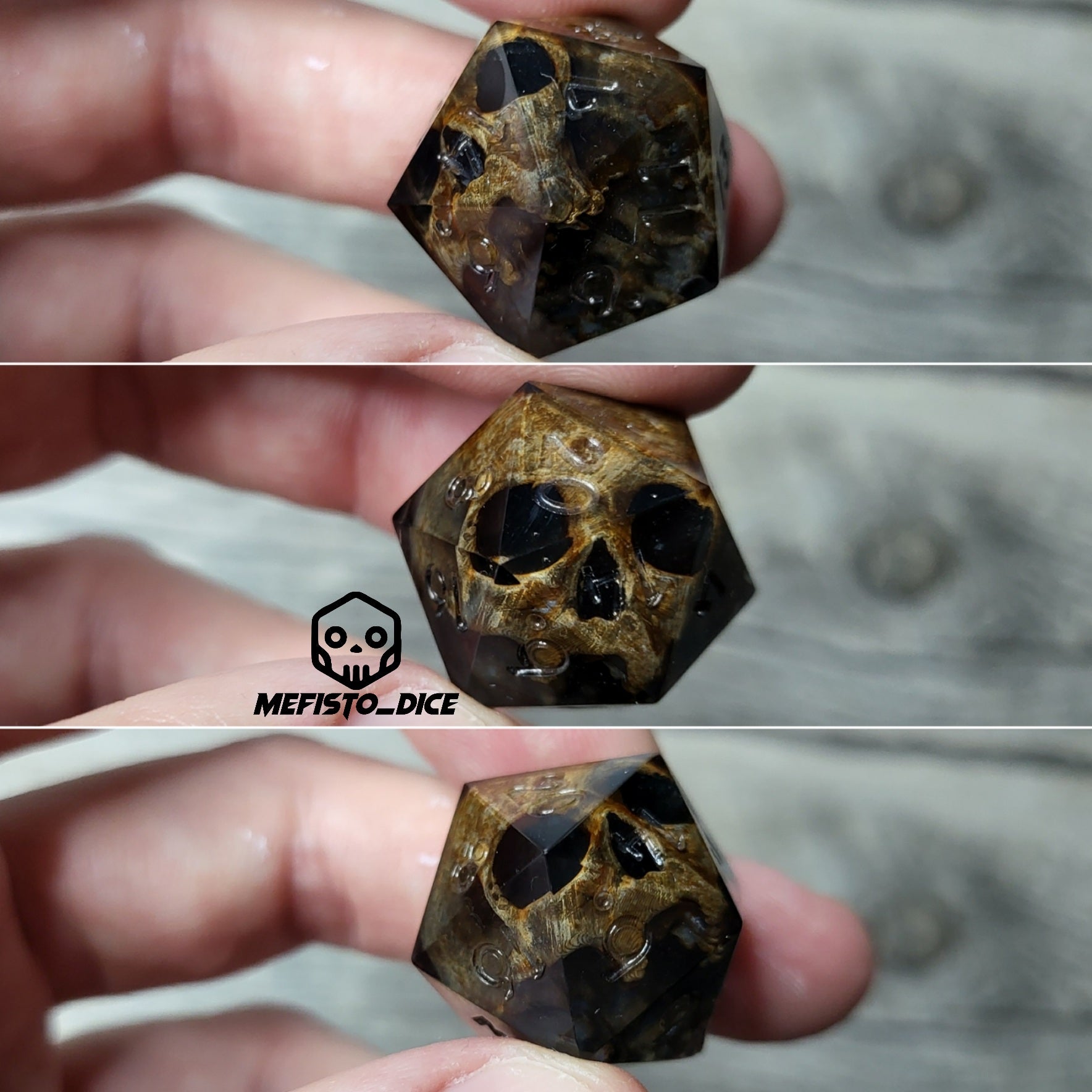 Dice D20 with skull inside for role playing for Dungeons and Dragons