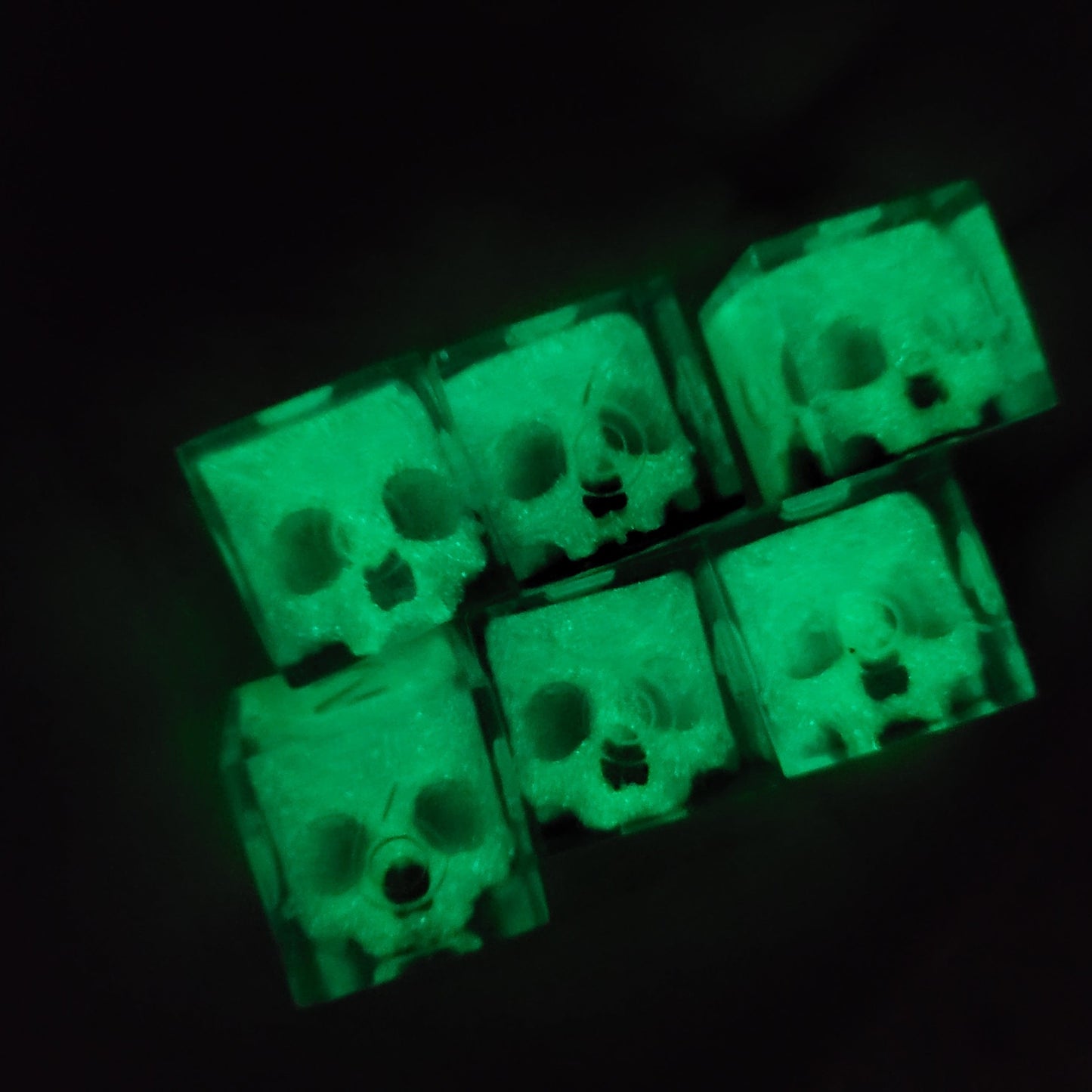 Dice set in D6 format with skull inside for role-playing games for Dungeons and Dragons