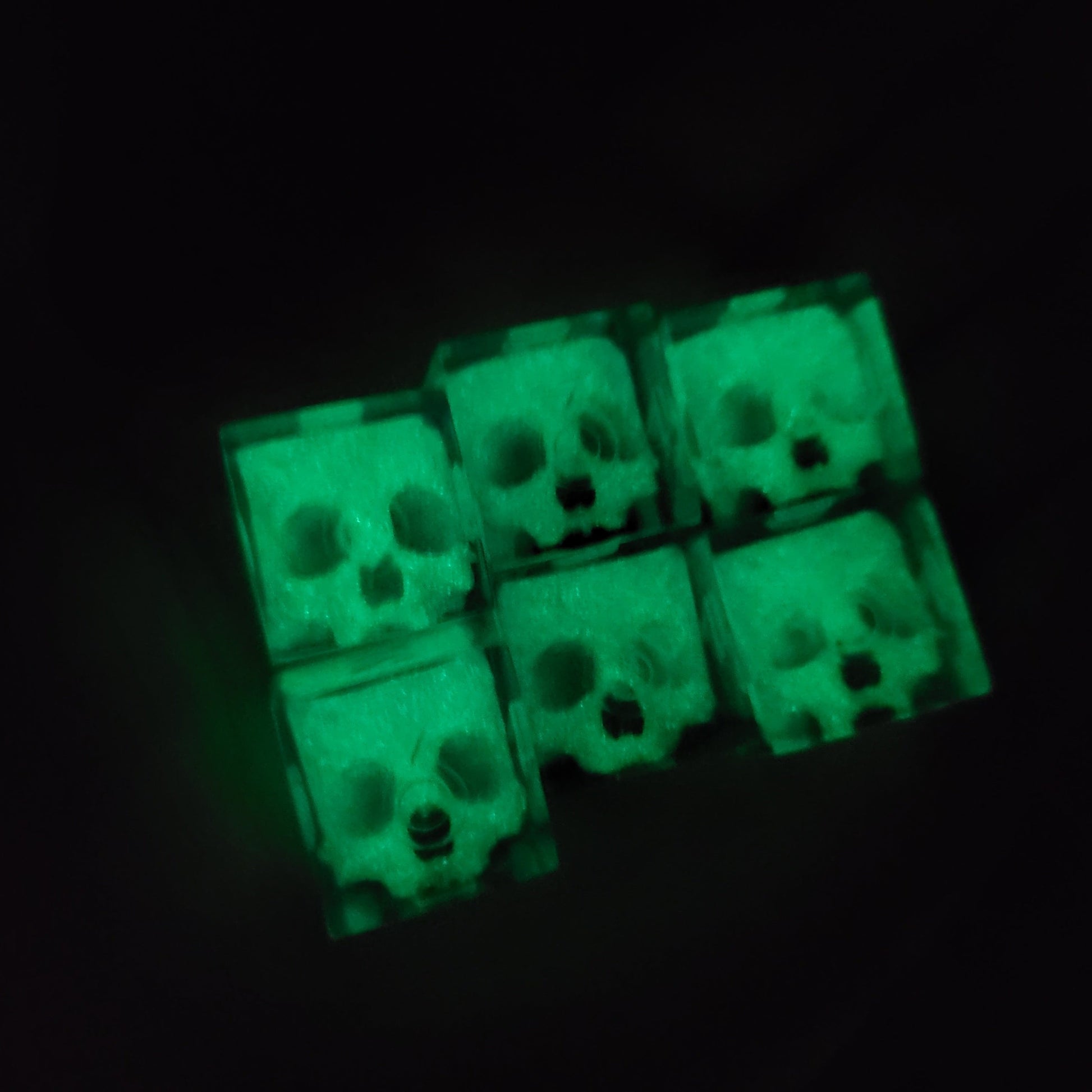 Dice set in D6 format with skull inside for role-playing games for Dungeons and Dragons