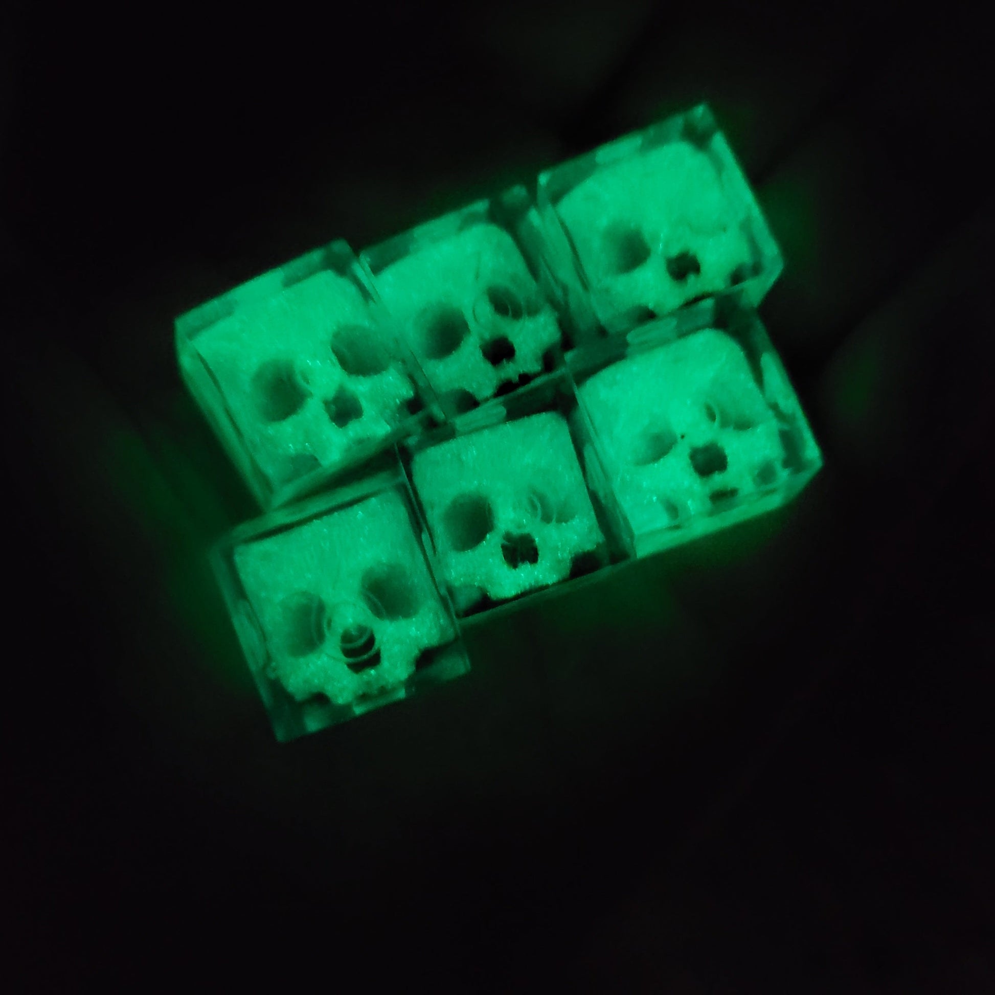 Dice set in D6 format with skull inside for role-playing games for Dungeons and Dragons