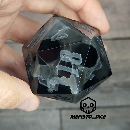 D20 Dice in 66mm jumbo size with skull inside for role playing games for Dungeons and Dragons