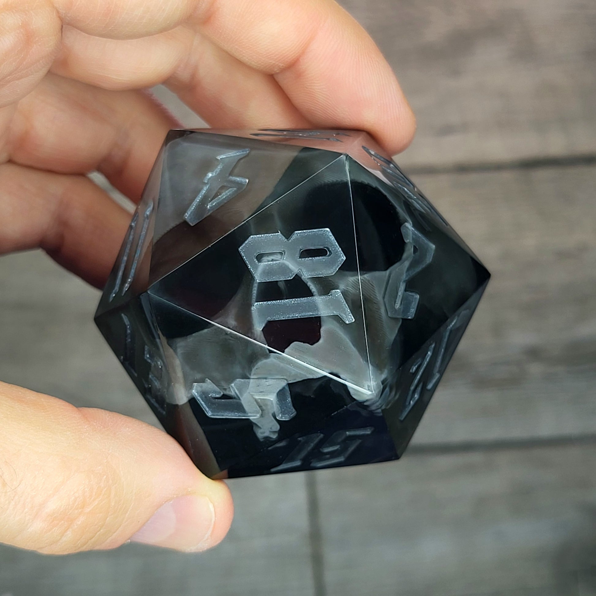 D20 Dice in 66mm jumbo size with skull inside for role playing games for Dungeons and Dragons