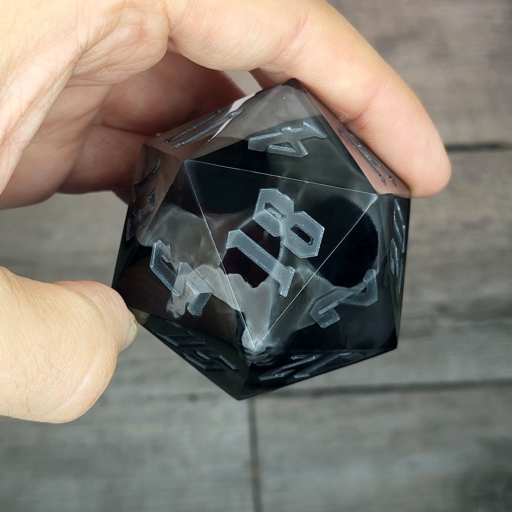 D20 Dice in 66mm jumbo size with skull inside for role playing games for Dungeons and Dragons