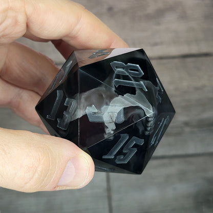 D20 Dice in 66mm jumbo size with skull inside for role playing games for Dungeons and Dragons