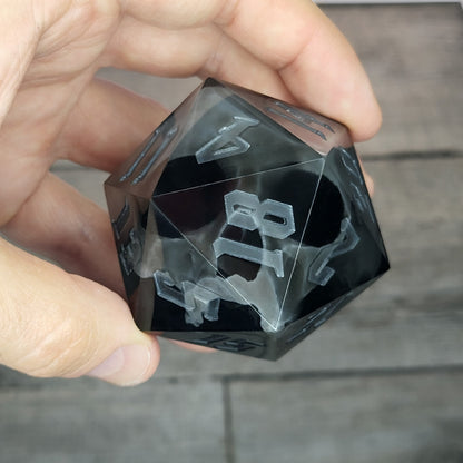 D20 Dice in 66mm jumbo size with skull inside for role playing games for Dungeons and Dragons