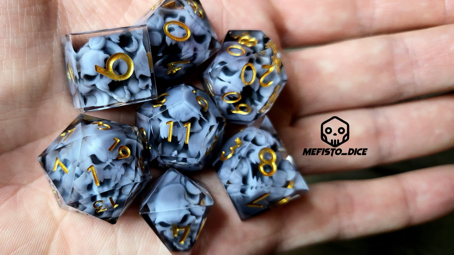 Dice with skull inside in spirit theme for role playing for Dungeons and Dragons