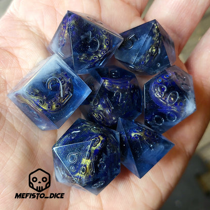 Dice set with white tentacles inside and for play dnd , dungeons and dragons and Call of Cthulhu